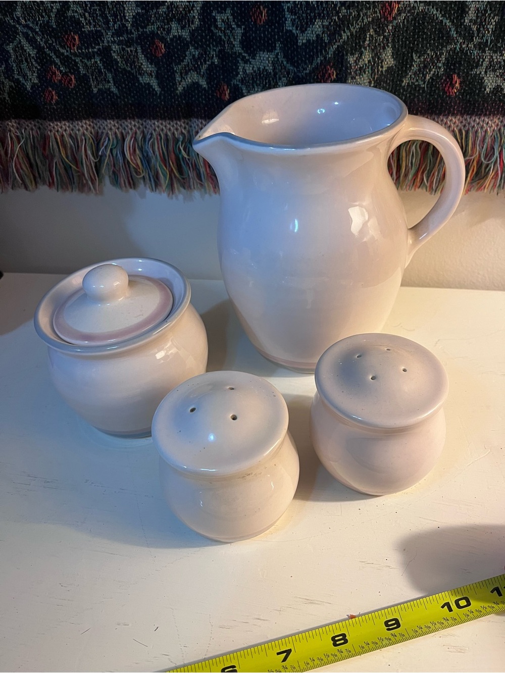 Pfaltzgraff Cream Ceramic Pitcher with Matching Condiment Set